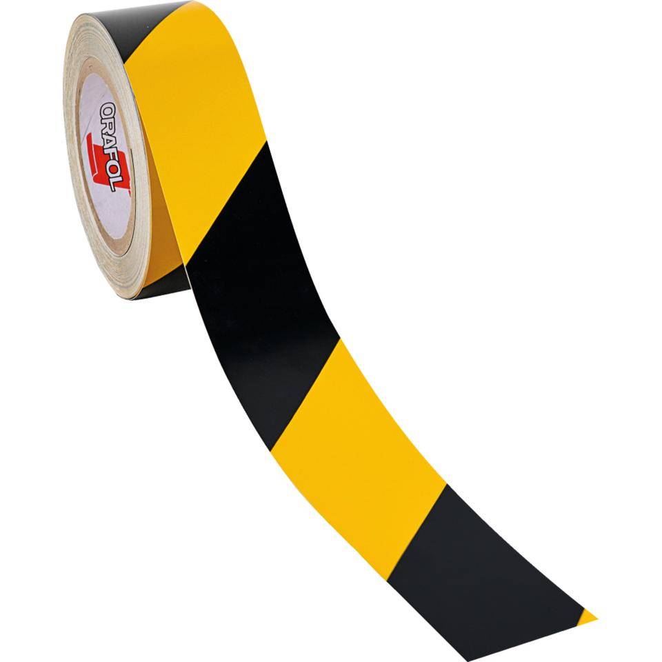 ORALITE® Reflexfolie, linksweisend, teilreflektierend, gelb/schwarz, 50mm, 25m/Rolle-1