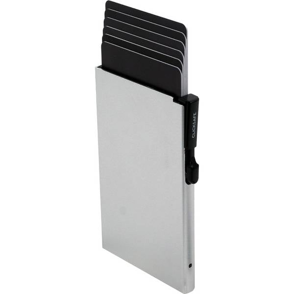 CLICKSAFE Kartenetui SLIM mit Clickbutton, silber