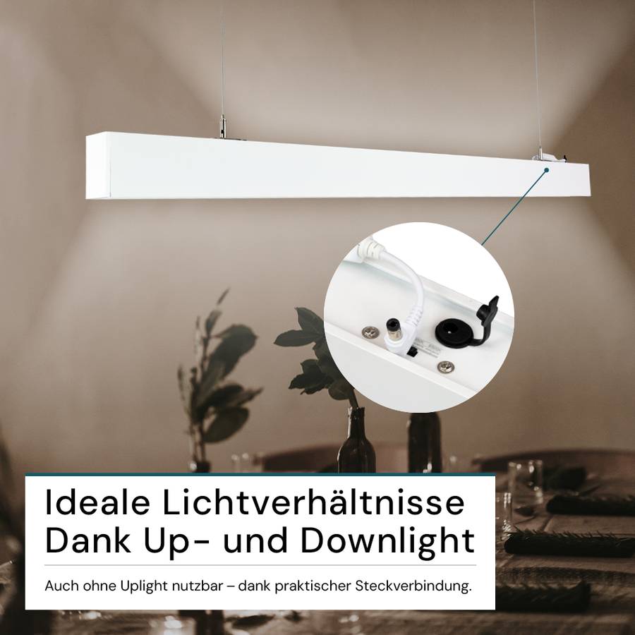 LUXULA 3er-Set LED Büro- Und Tresenleuchte 30W 3000-6500K Warm- Kaltweiß Hängeleuchte Weiß Up&Down Erweiterbar 120cm-2