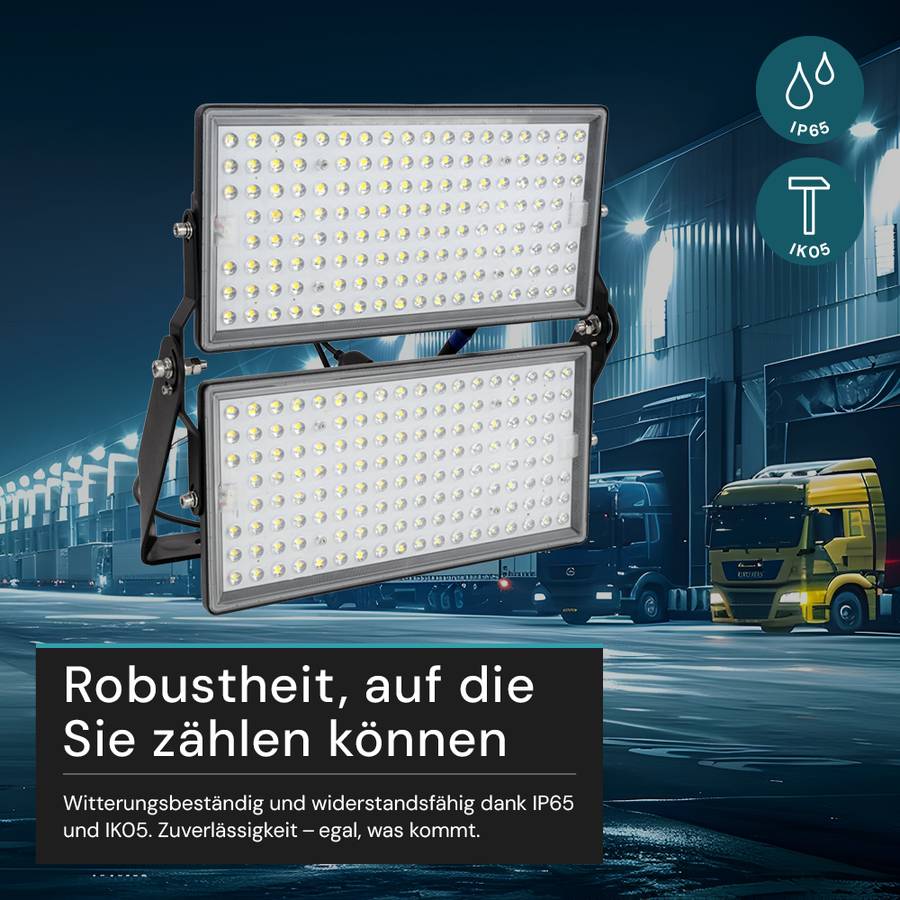 LUXULA LED Stadion Fluter 500W 5000K Neutralweiß 67500lm Großflächenstrahler IP65 Schwarz-1