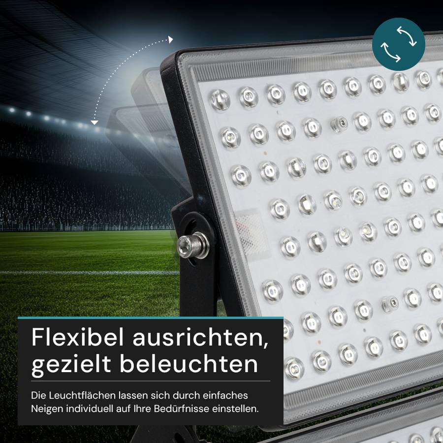 LUXULA LED Stadion Fluter 500W 5000K Neutralweiß 67500lm Großflächenstrahler IP65 Schwarz-2