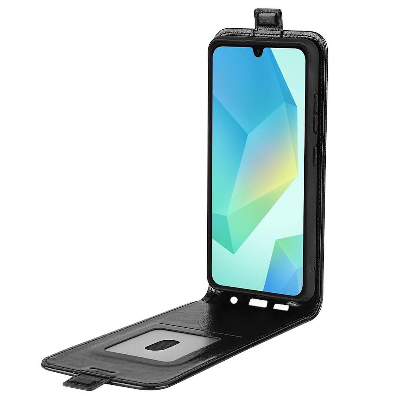 Für Samsung Galaxy A17 5G / 4G Vertikale Kunstleder Flip Schutz Hülle Schwarz-0