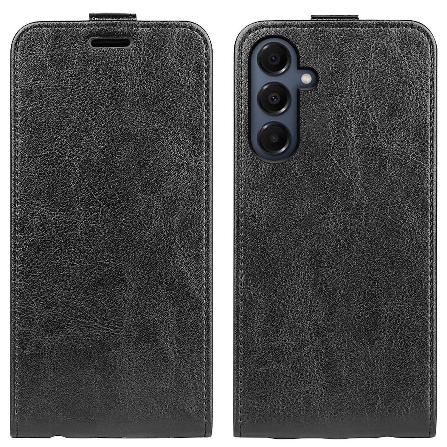 Für Samsung Galaxy A17 5G / 4G Vertikale Kunstleder Flip Schutz Hülle Schwarz-4