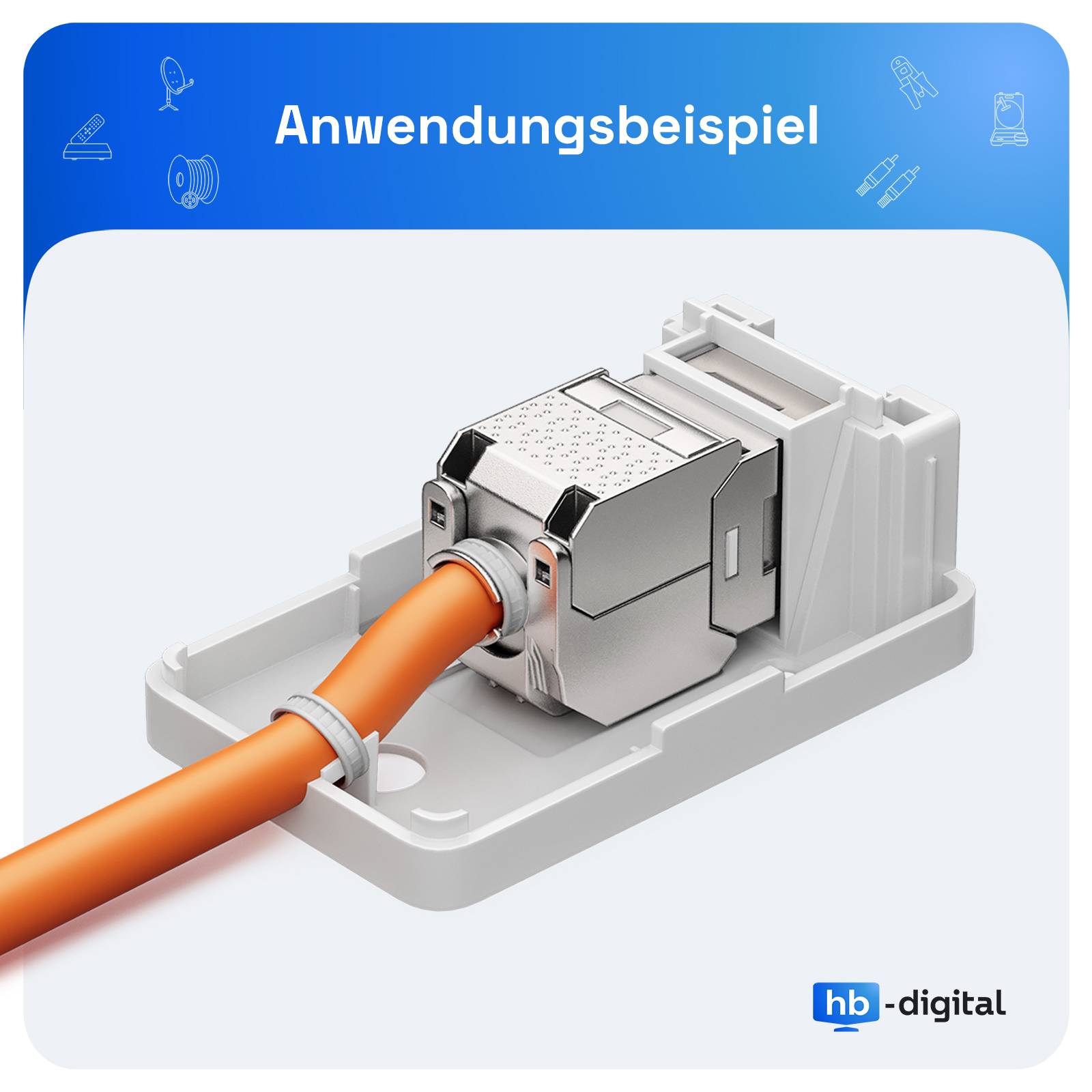 hb-digital Set Anschlussbox 1-Port Keystone Module CAT 7-3