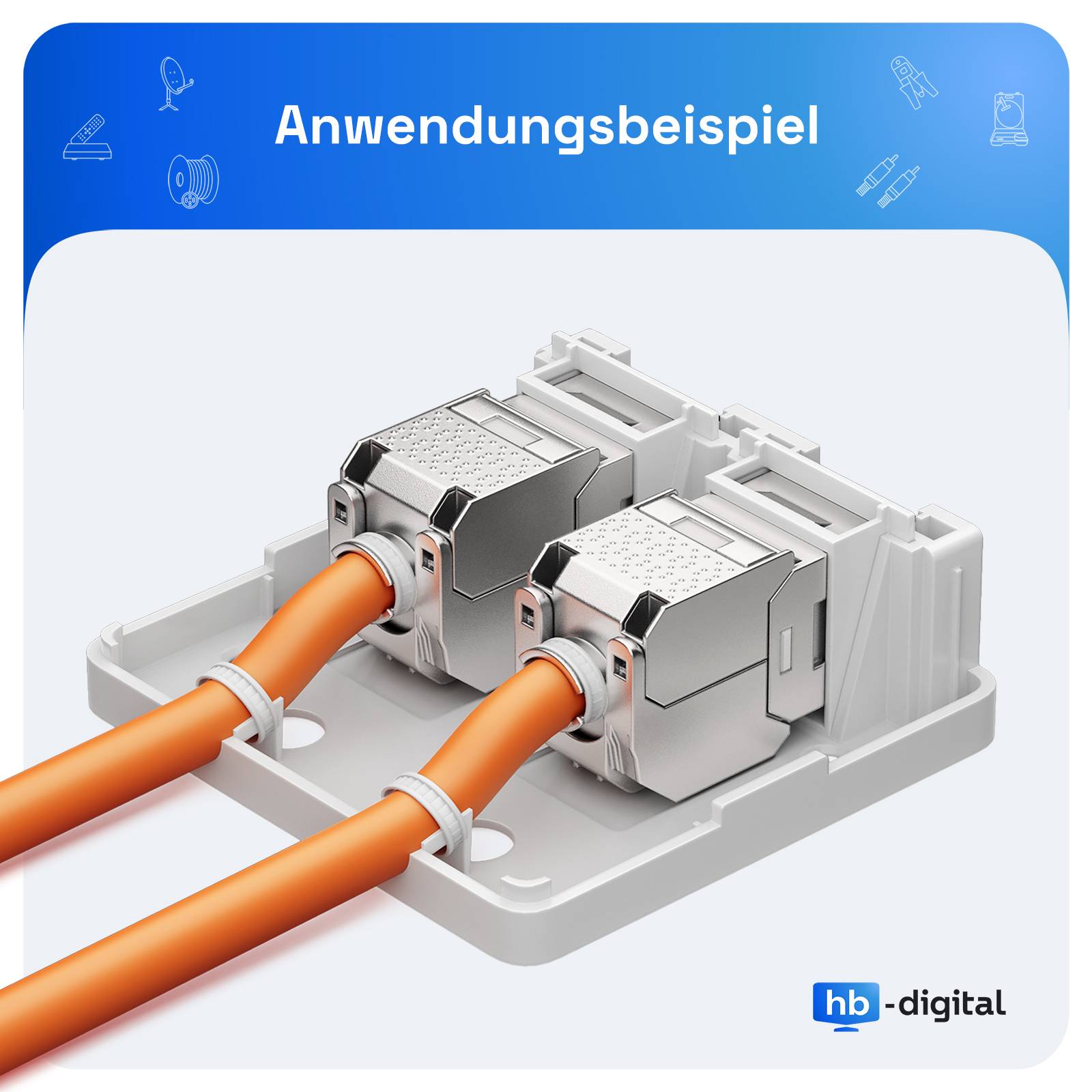 hb-digital Netzwerkdose Aufputz 4-Port CAT 7 Keystone Set-3