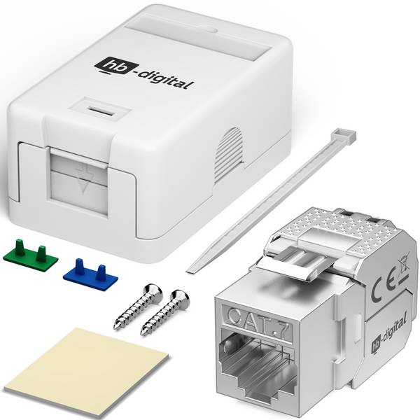 hb-digital Set Anschlussbox 1-Port Keystone Module CAT 7