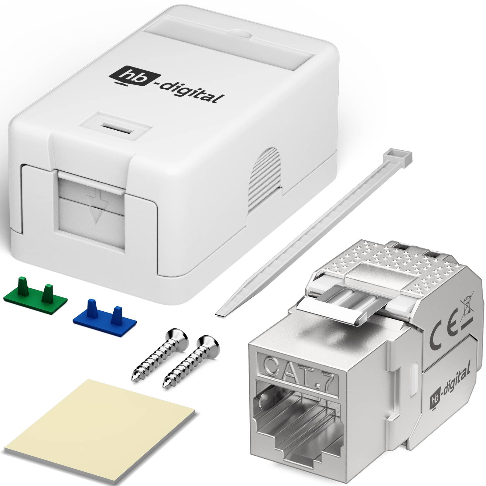 hb-digital Set Anschlussbox 1-Port Keystone Module CAT 7-0