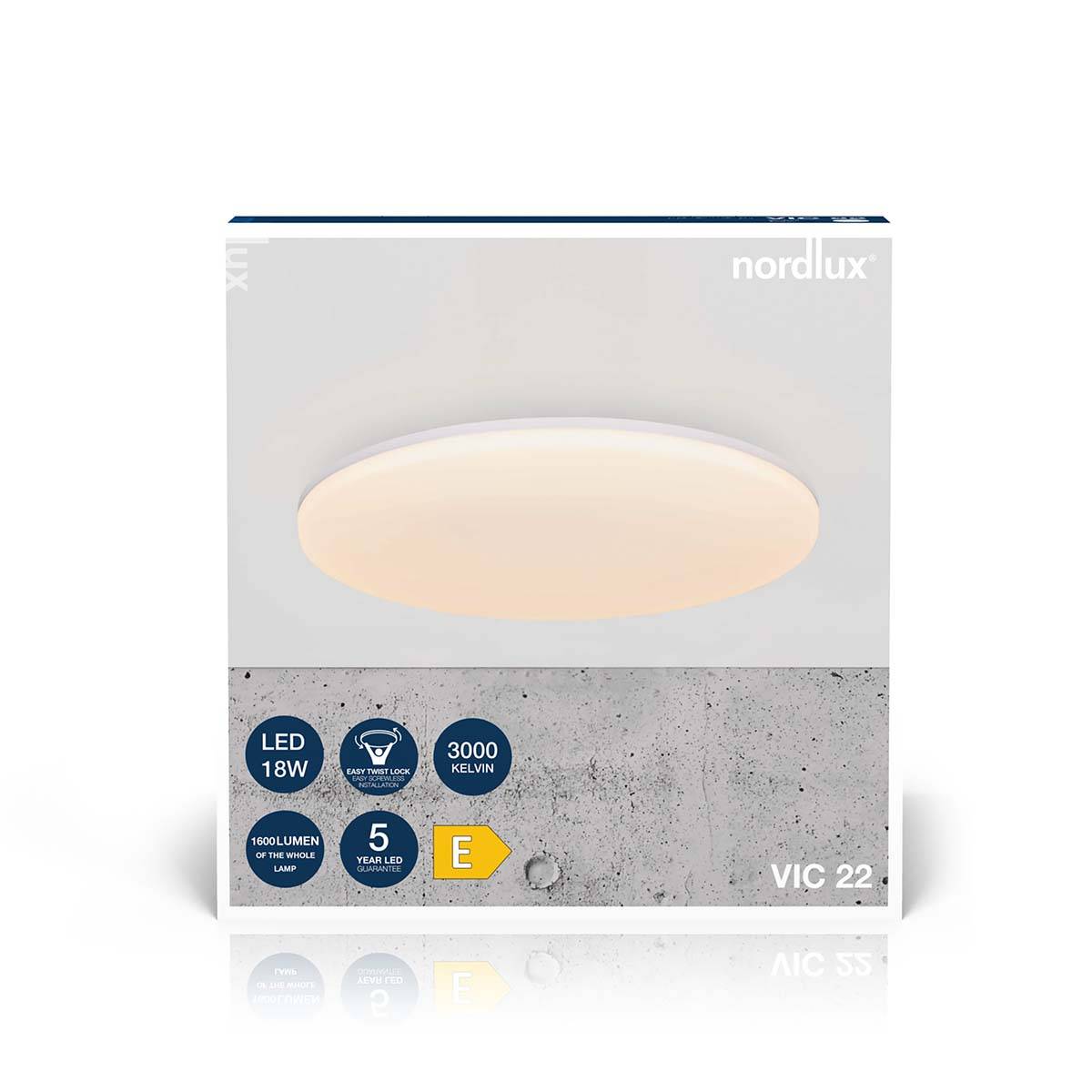 Nordlux Deckenleuchte Vic 22 Weiß 18W 1600lm - 830 Warmweiß | IP20-2