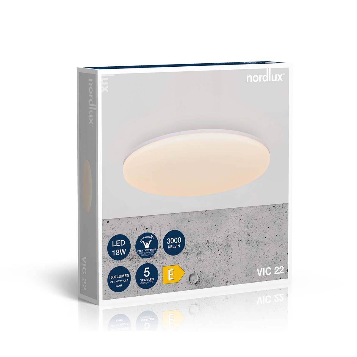Nordlux Deckenleuchte Vic 22 Weiß 18W 1600lm - 830 Warmweiß | IP20-4