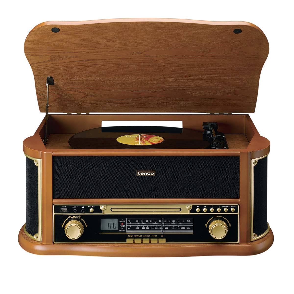 LENCO TCD-2551 Plattenspieler Holzgehäuse USB Kassette, Holz-0