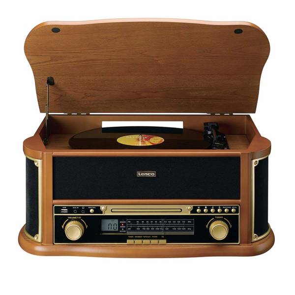 LENCO TCD-2551 Plattenspieler Holzgehäuse USB Kassette, Holz