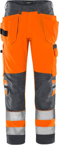 Fristads High Vis Green Handwerkerhose Kl. 2 2641 GPLU - Warnschutz-Orange/Grau/C62 131981-286-C62-1