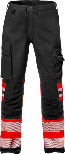 Fristads High Vis Stretch-Hose Kl. 1 2705 PLU - Warnschutz-Rot/Schwarz/C58 127731-396-C58-1