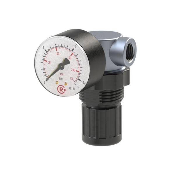 RIEGLER Druckbegrenzungsventil, inkl. Manometer, G 1/4, Einstellbereich 0,15 - 7,0 bar, Mediums-/Umgebungstemp. max. 60