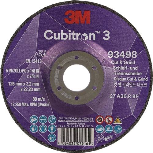 Schruppscheibe Cubitron™ 3 Cut and Grind D125xS3,2mmKörnung 36+ gekr.Cubitron™ 6