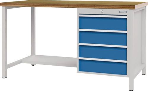 Bedrunka & Hirth Gerätebau GmbH Werkbank signalblau lichtgrau B1500xH859xT750mm Buche Multiplex 40mm 4 Schubl. 03.14.16V