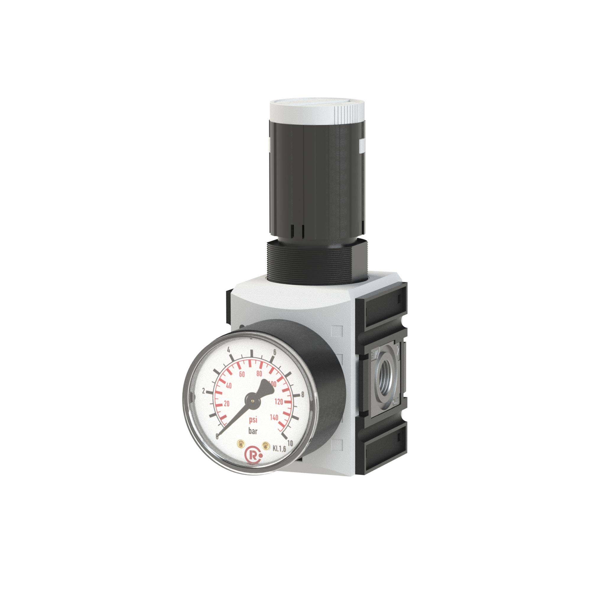 RIEGLER Druckregler »FUTURA«, inkl. Manometer, BG 1, G 1/4, PE max. 16 bar, Temp. -10 °C bis 50 °C, Regelbereich 0,1 - 2-0