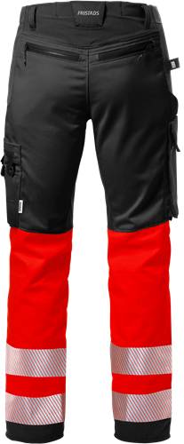 Fristads High Vis Stretch-Hose Kl. 1 2705 PLU - Warnschutz-Rot/Schwarz/C58 127731-396-C58-3