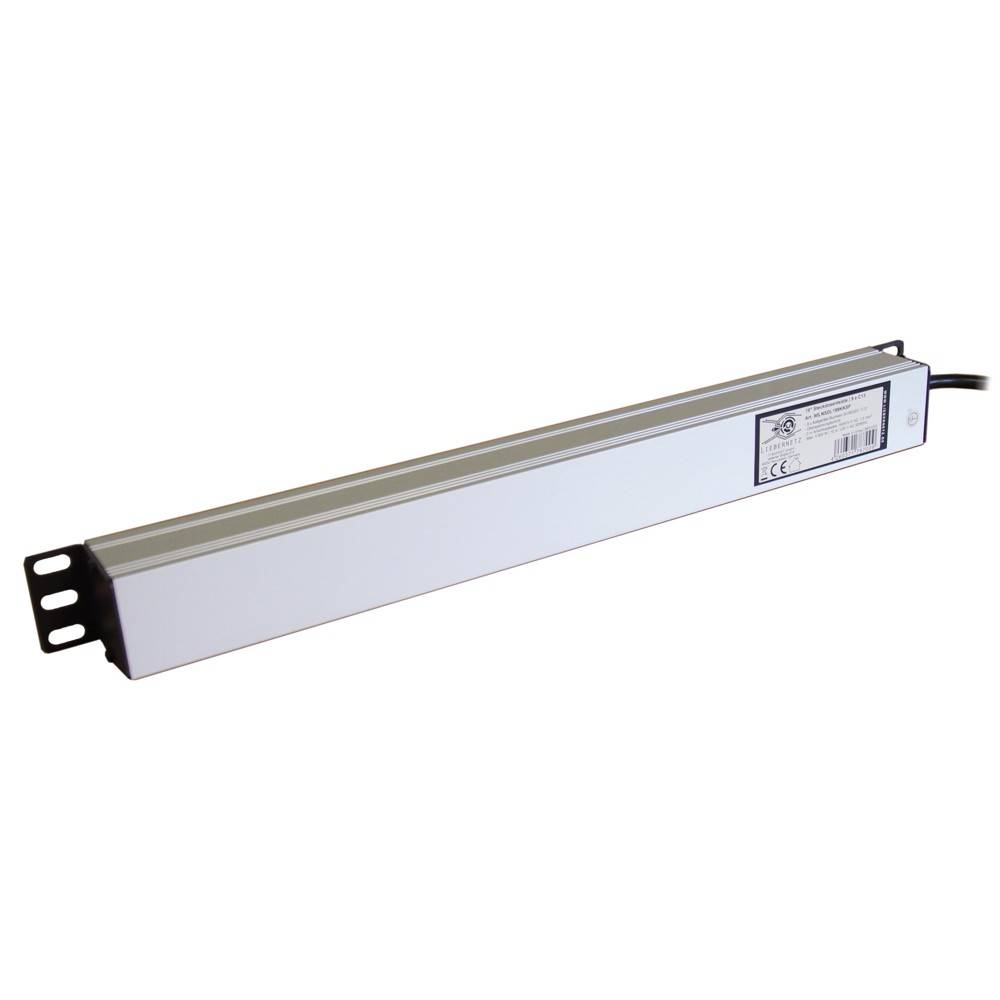 19 Zoll Steckdosenleiste 9x C13 Aluminium schwarz silber mit Überspannungsschutz Rack PDU-2