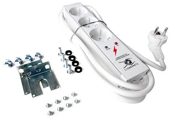 10 Zoll Steckdosenleiste 3x Schuko + Überspannungsschutz Lichtgrau Profi Qualität für IT Netzwerktechnik