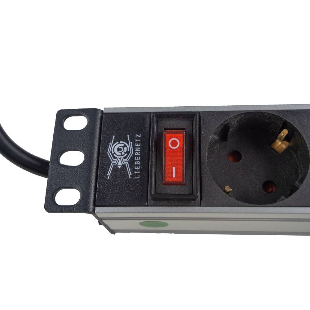 10 Zoll Steckdosenleiste 4fach Schuko Schwarz + Schalter Rack Steckdose für IT + Heimnetzwerke-4