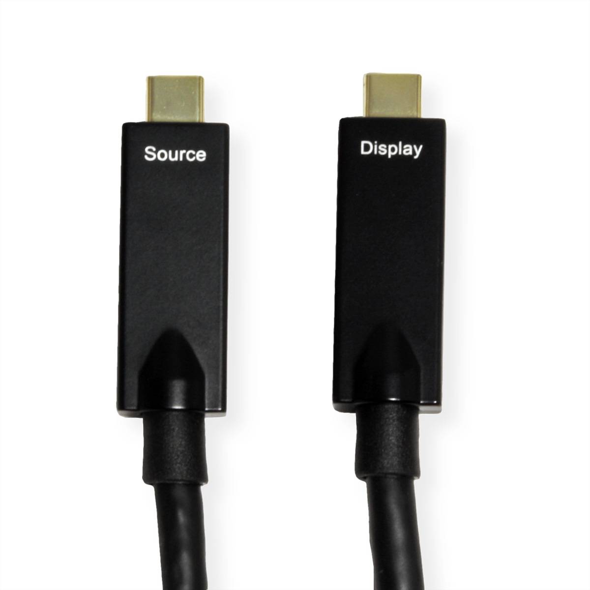 ROLINE USB 3.2 Gen 2 Kabel, AOC, C-C, ST/ST, 10Gbit/s, 4K60Hz, PD (Power Delivery) 60W, schwarz, 10 m-2