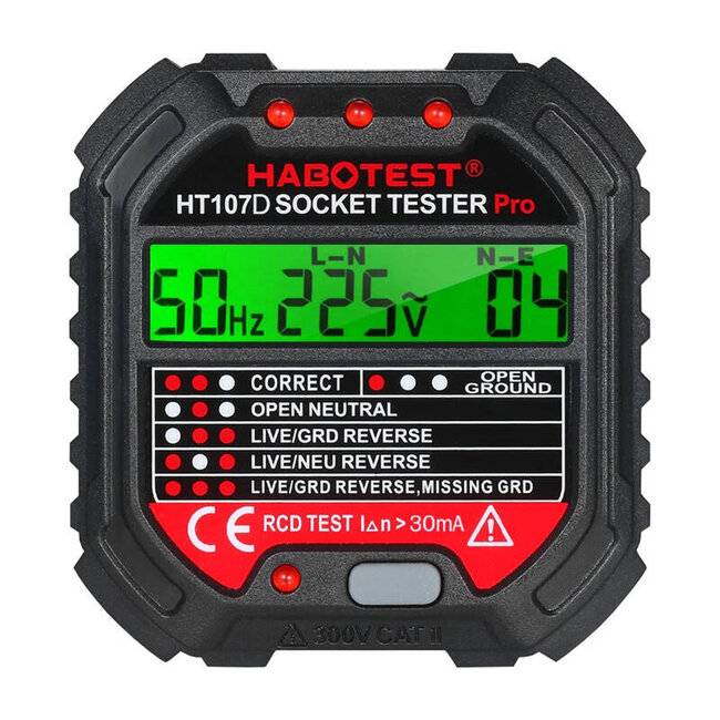 Habotest - HT107D - Steckdosentester mit Digitalanzeige Habotest HT107D-0