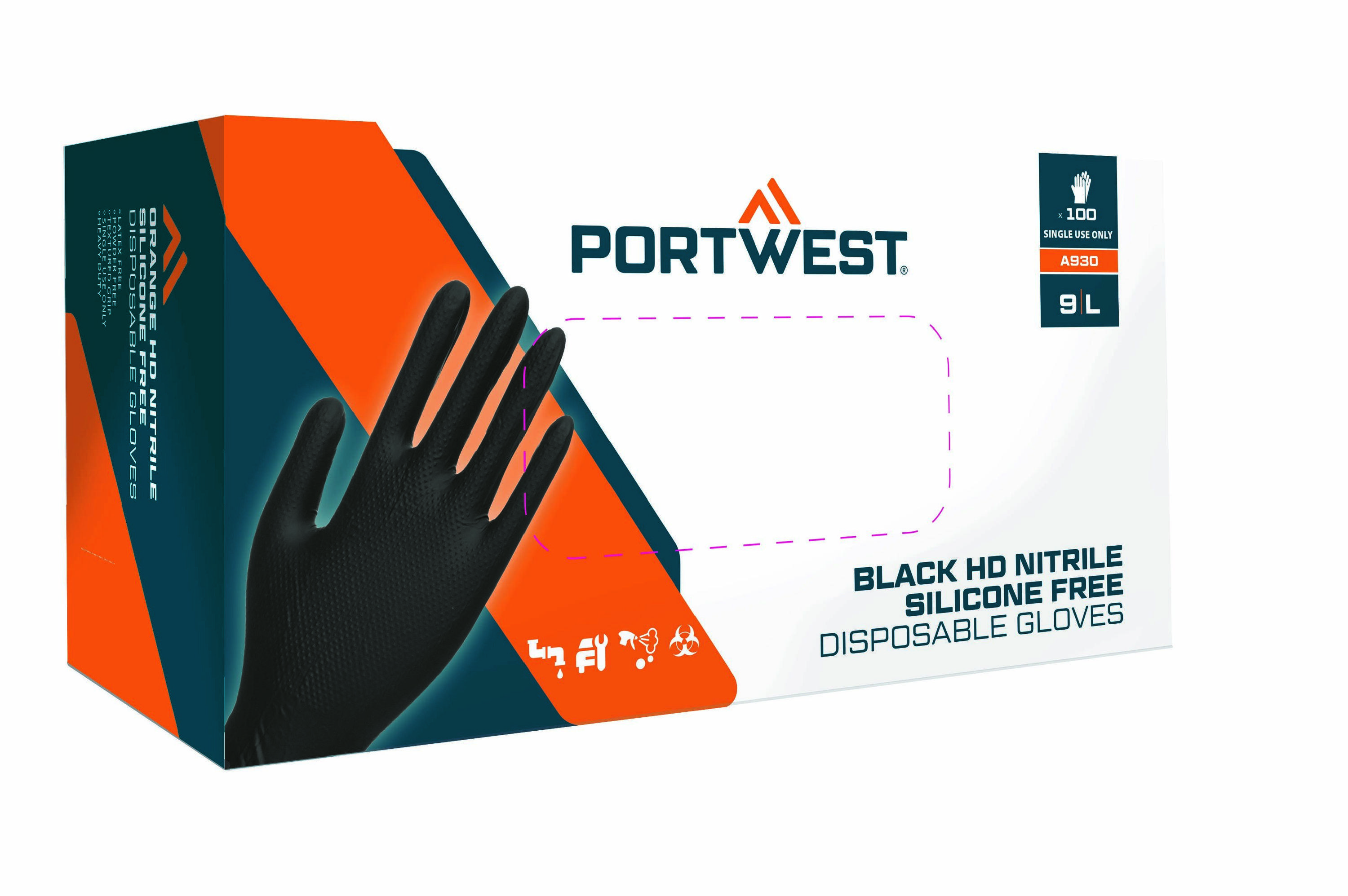 Portwest Nitril HD Einweghandschuh (100 Stk.) Farbe: Schwarz, Gr.: 10 (XL)-0