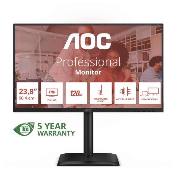 AOC LED-Monitor 61 cm 24 Zoll 1920 x 1080 Full HD 1080p @ 120 Hz IPS 300 cd/m² 1500:1 4 ms HDMI DisplayPort USB-C