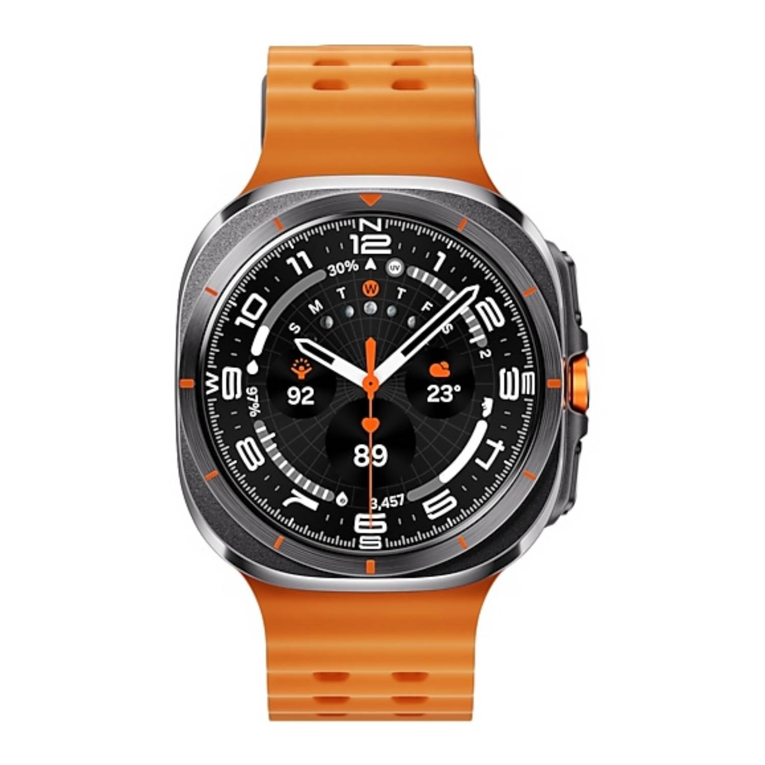 Samsung Galaxy Watch Ultra - 47 mm - titanfarben grau - intelligente Uhr mit Marineband - Gummi - Orange - Bandgröße: S/-0