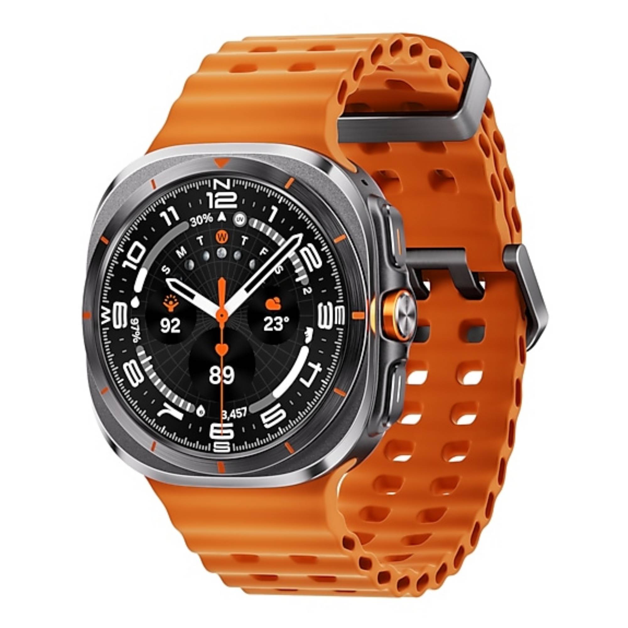 Samsung Galaxy Watch Ultra - 47 mm - titanfarben grau - intelligente Uhr mit Marineband - Gummi - Orange - Bandgröße: S/-4