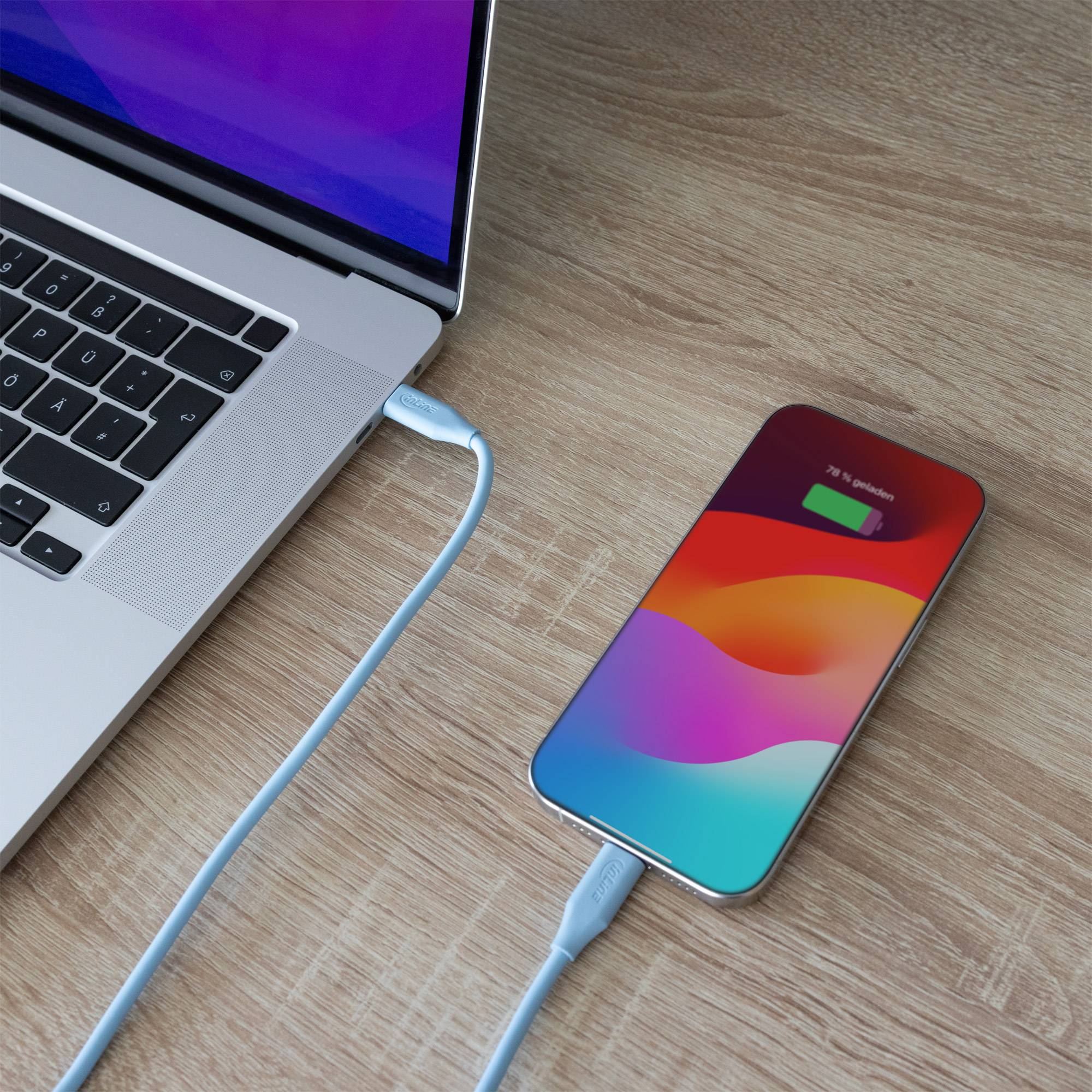 InLine® USB 2.0 Kabel, USB-C Schnellladekabel 100W, Eisbonbon/blau 2m-2