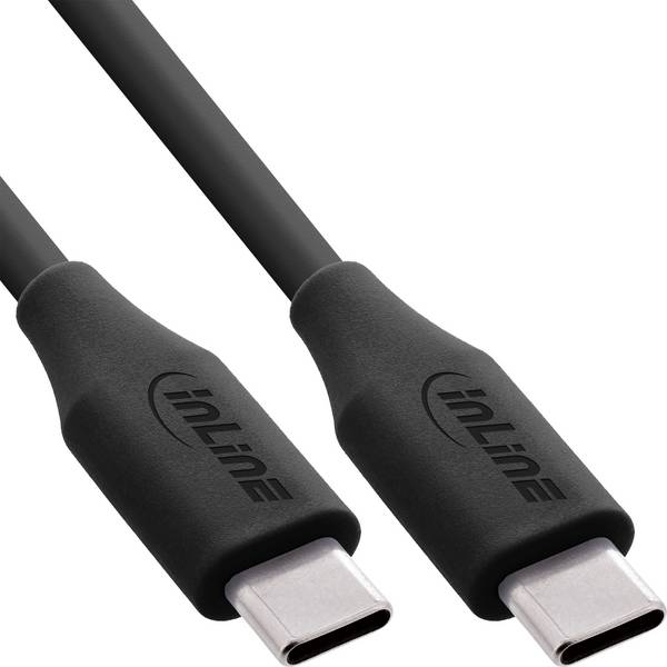 InLine® USB 2.0 Kabel, USB-C Schnellladekabel 100W, Black Cookie, schwarz 2m