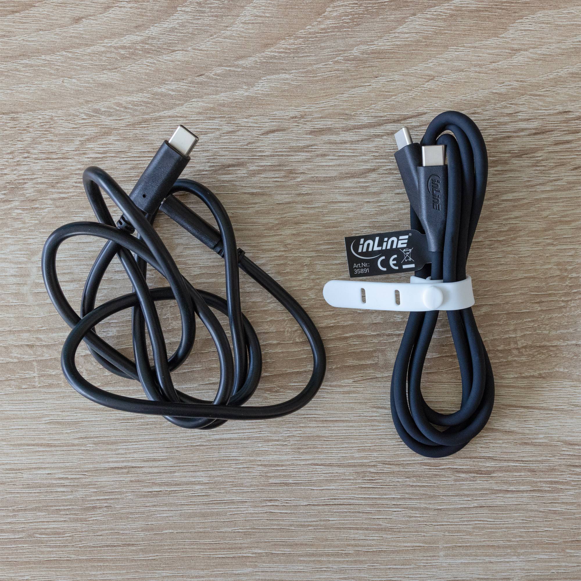 InLine® USB 2.0 Kabel, USB-C Schnellladekabel 100W, Black Cookie, schwarz 2m-3