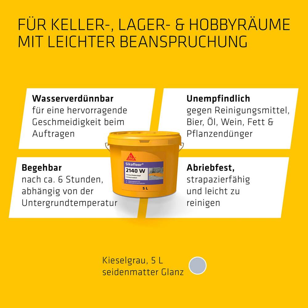 Sikafloor-2140W kieselgrau Acryl-Versiegelung 5 Liter-3