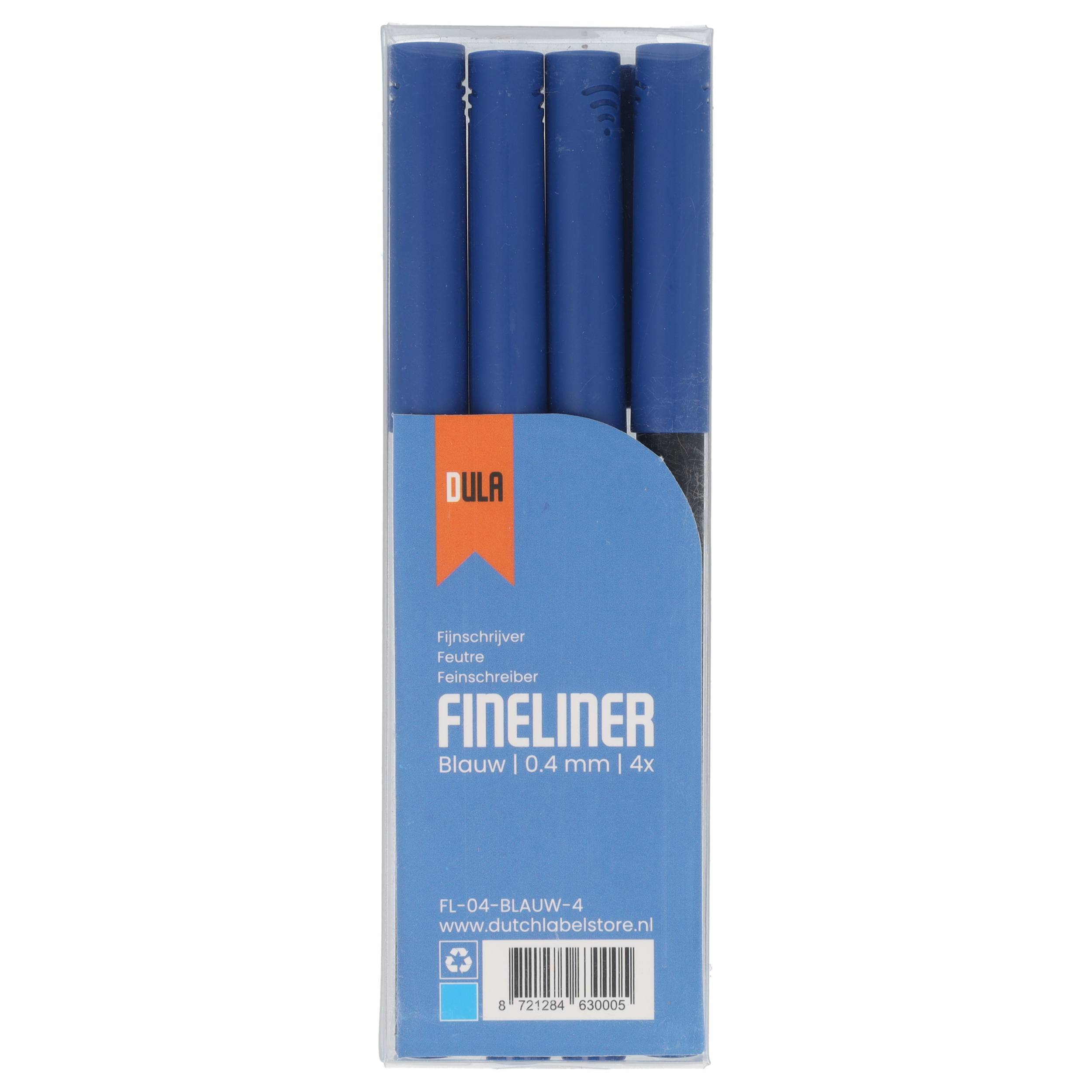 Fineliner blau 0,4 mm – Fineliner-Set – Blauer Stift – Zeichnen & Malen – 4 Stück blaue Fineliner – DULA-0