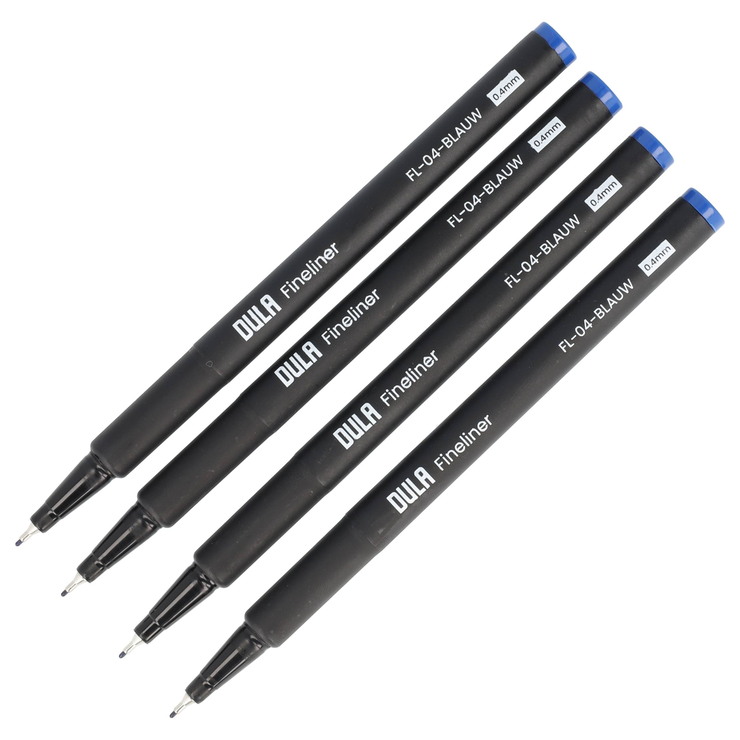 Fineliner blau 0,4 mm – Fineliner-Set – Blauer Stift – Zeichnen & Malen – 4 Stück blaue Fineliner – DULA-4