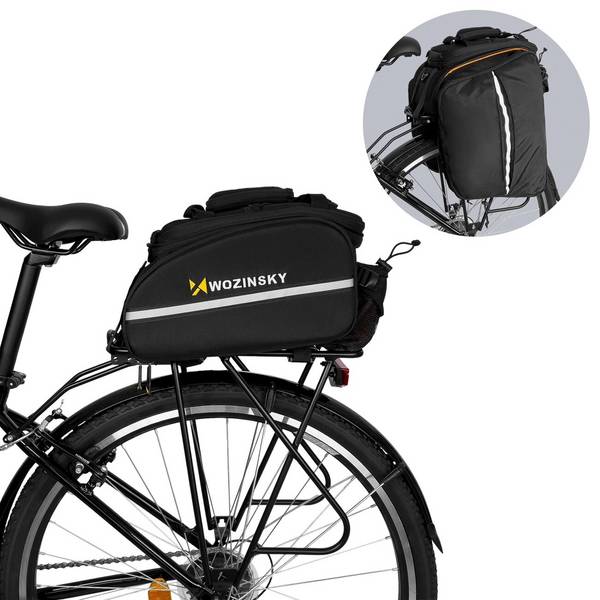 Wozinsky geräumige Fahrradträgertasche 35L Regenschutz schwarz WBB19BK