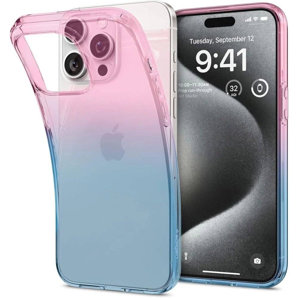 Spigen Liquid Crystal Hülle iPhone 15 Pro – Rosa Blau-0