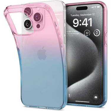 Spigen Liquid Crystal Hülle iPhone 15 Pro – Rosa Blau