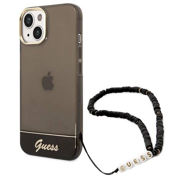 Guess GUHCP14SHGCOHK iPhone 14 6.1″schwarz / schwarzes Hardcase Translucent Pearl Strap