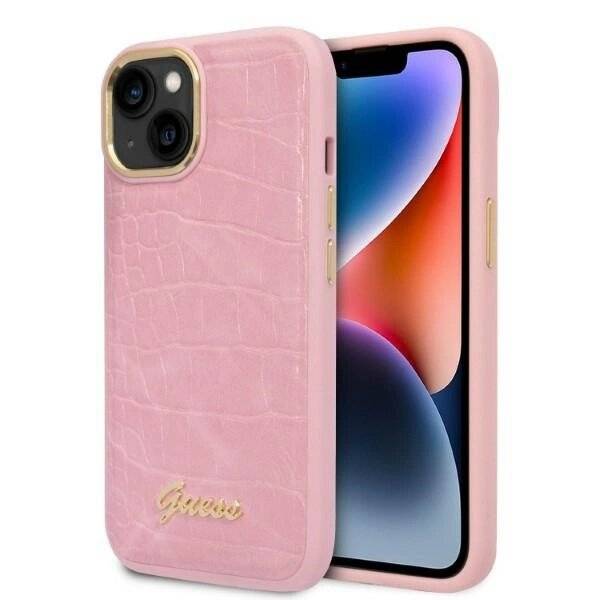 Guess Croco Collection Hülle iPhone 14 Plus – Rosa-0