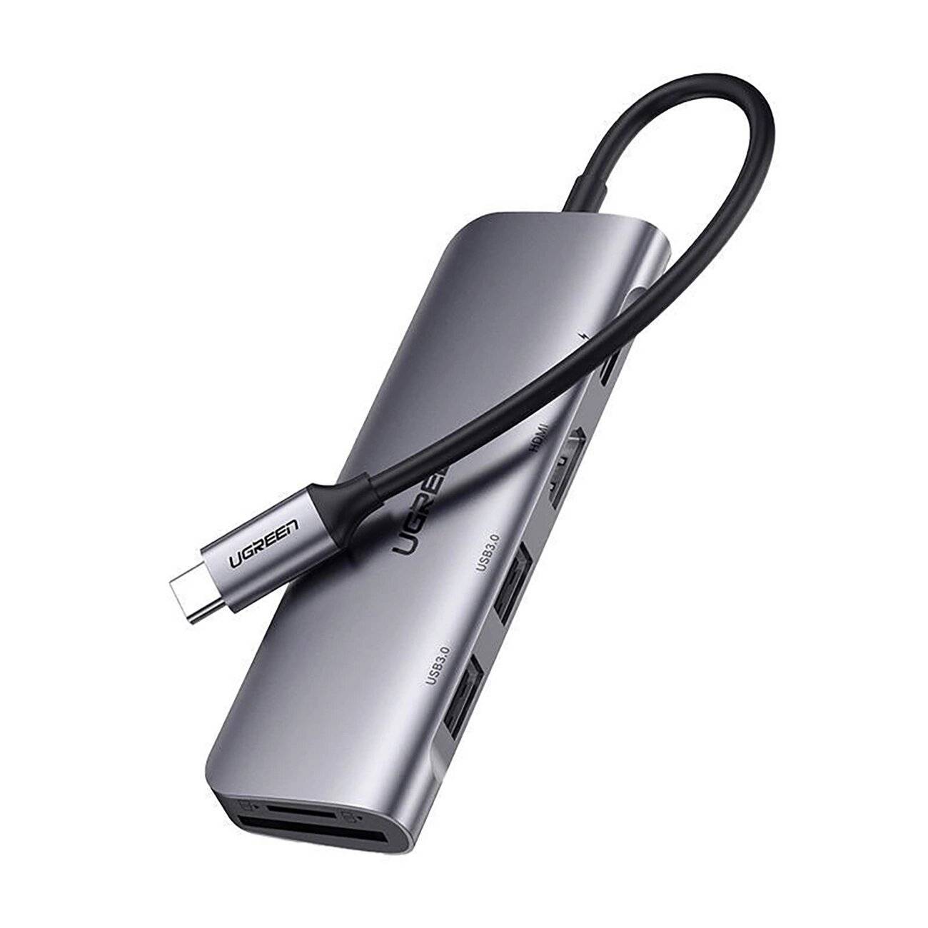 Ugreen CM1956in1-Adapter USB-C – HDMI / 2x USB-A 3.0 / USB-C PD/SD/TF-Leser – Grau-0