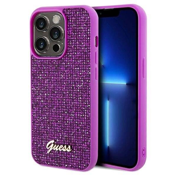 Guess Disco Metal Script Hülle iPhone 14 Pro – Fuchsia