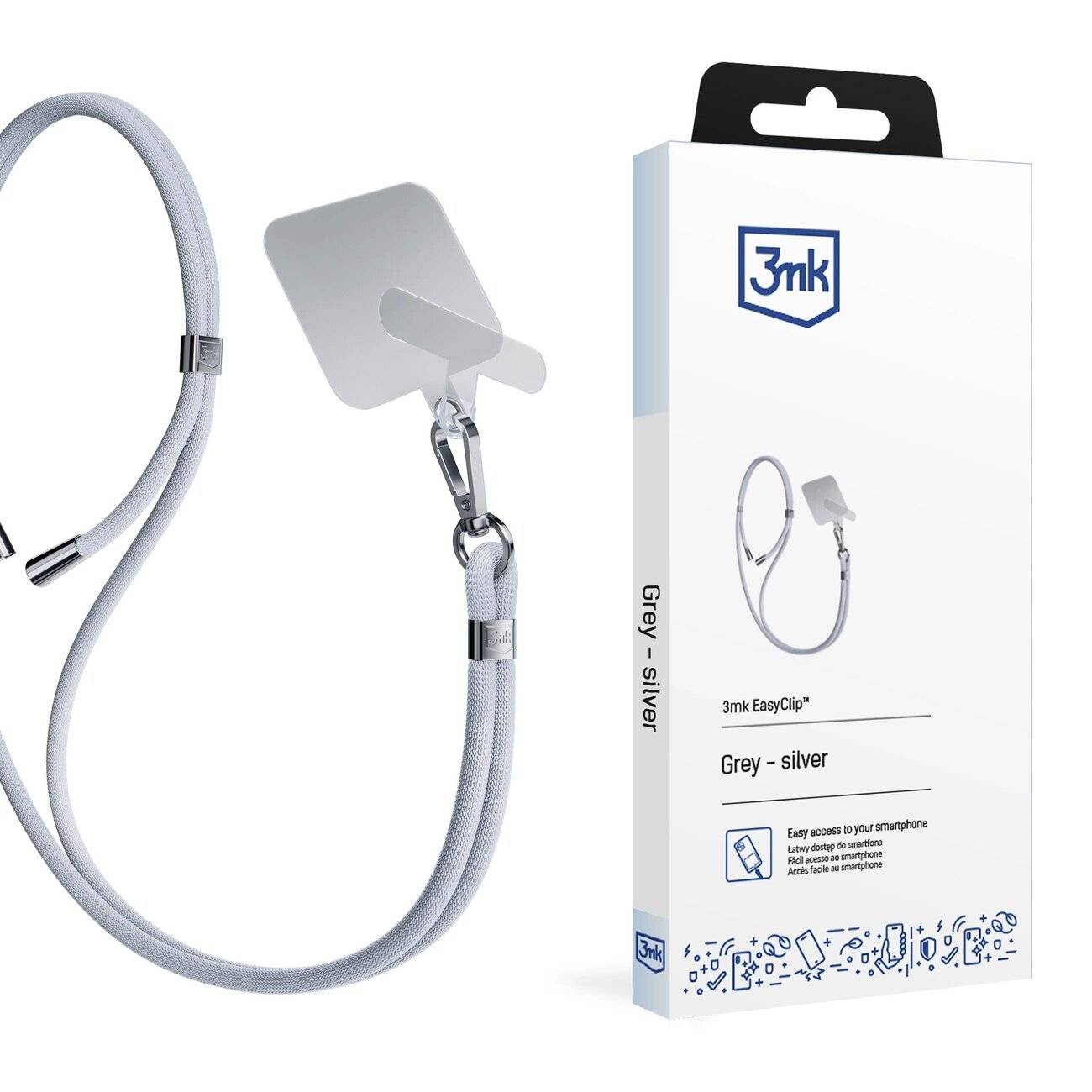3mk EasyClip Smartphone-Lanyard – Grau-0