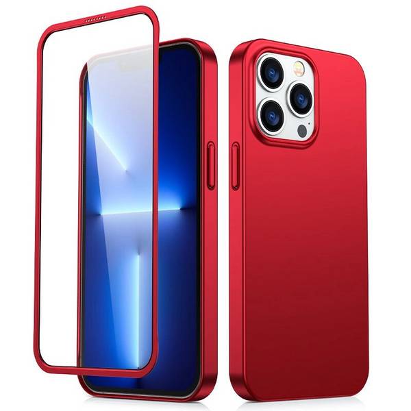 Joyroom 360 Full Case Cover iPhone 13 Pro Max Back Front + Tempered Glass rot JR-BP928