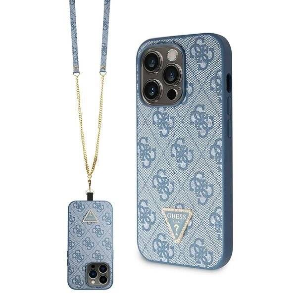Guess GUHCP15LP4TDSCPB iPhone 15 Pro 6,1″ blau/blaues Hardcase Crossbody 4G Metalllogo