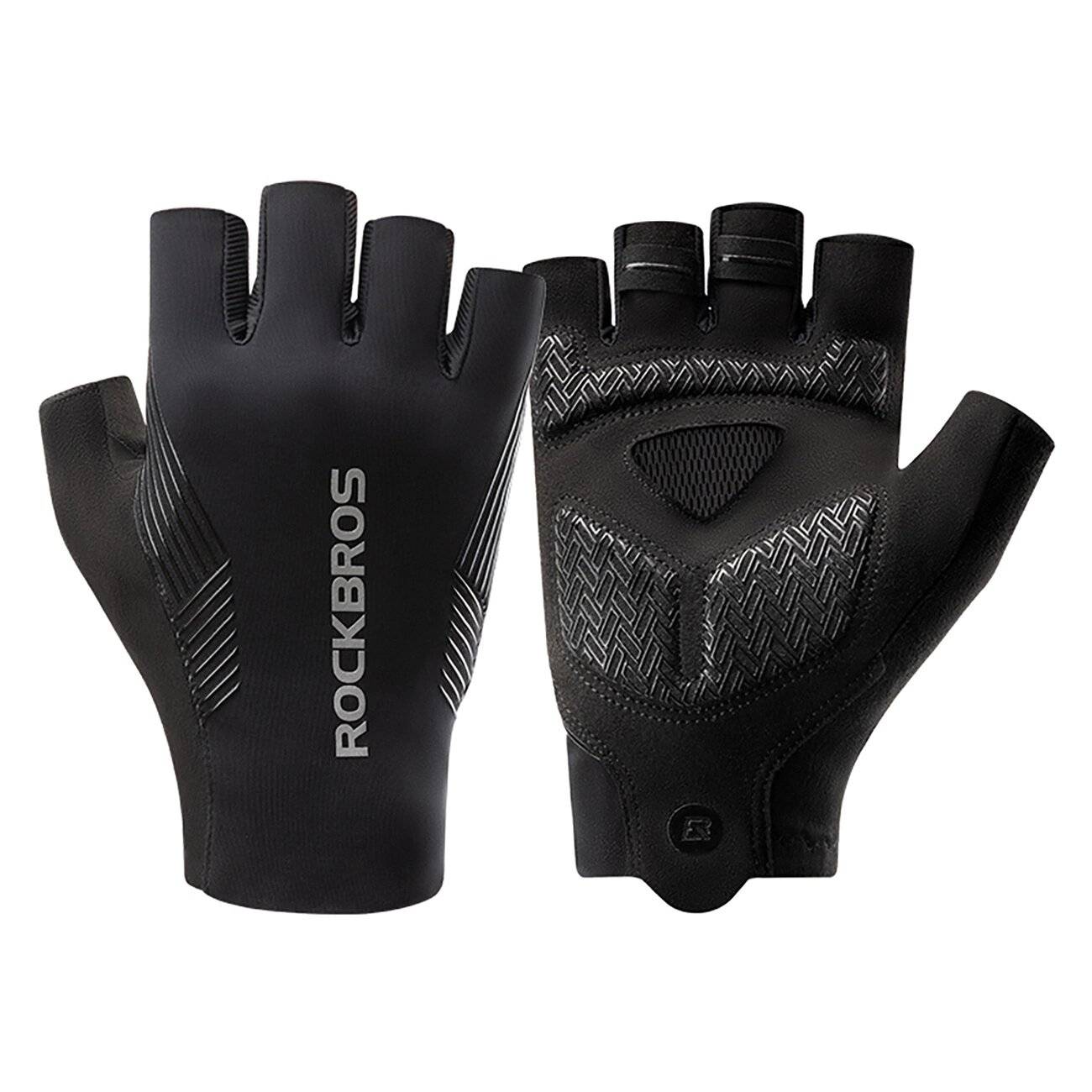 Rockbros Fahrradhandschuhe Frühling/Sommer/Herbst, kurze Finger, Größe: XL - Schwarz-0
