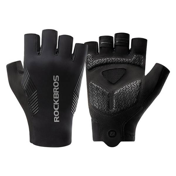 Rockbros Fahrradhandschuhe Frühling/Sommer/Herbst, kurze Finger, Größe: XL - Schwarz