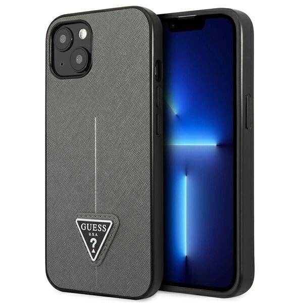 Guess GUHCP14MPSATLG iPhone 14 Plus 6,7″Silber / Silber Hardcase SaffianoTriangle Logo-0